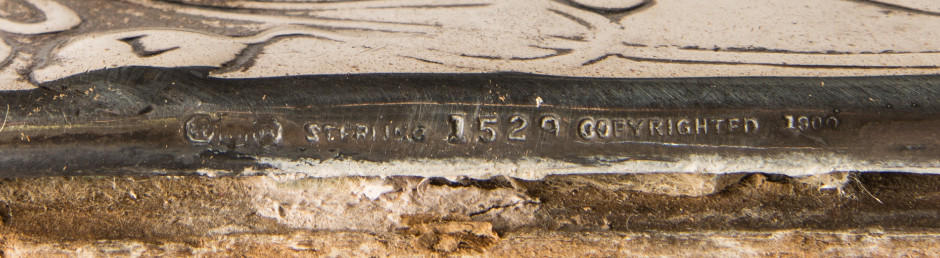 Antique Art Nouveau Desk Pad with Sterling Silver Corners