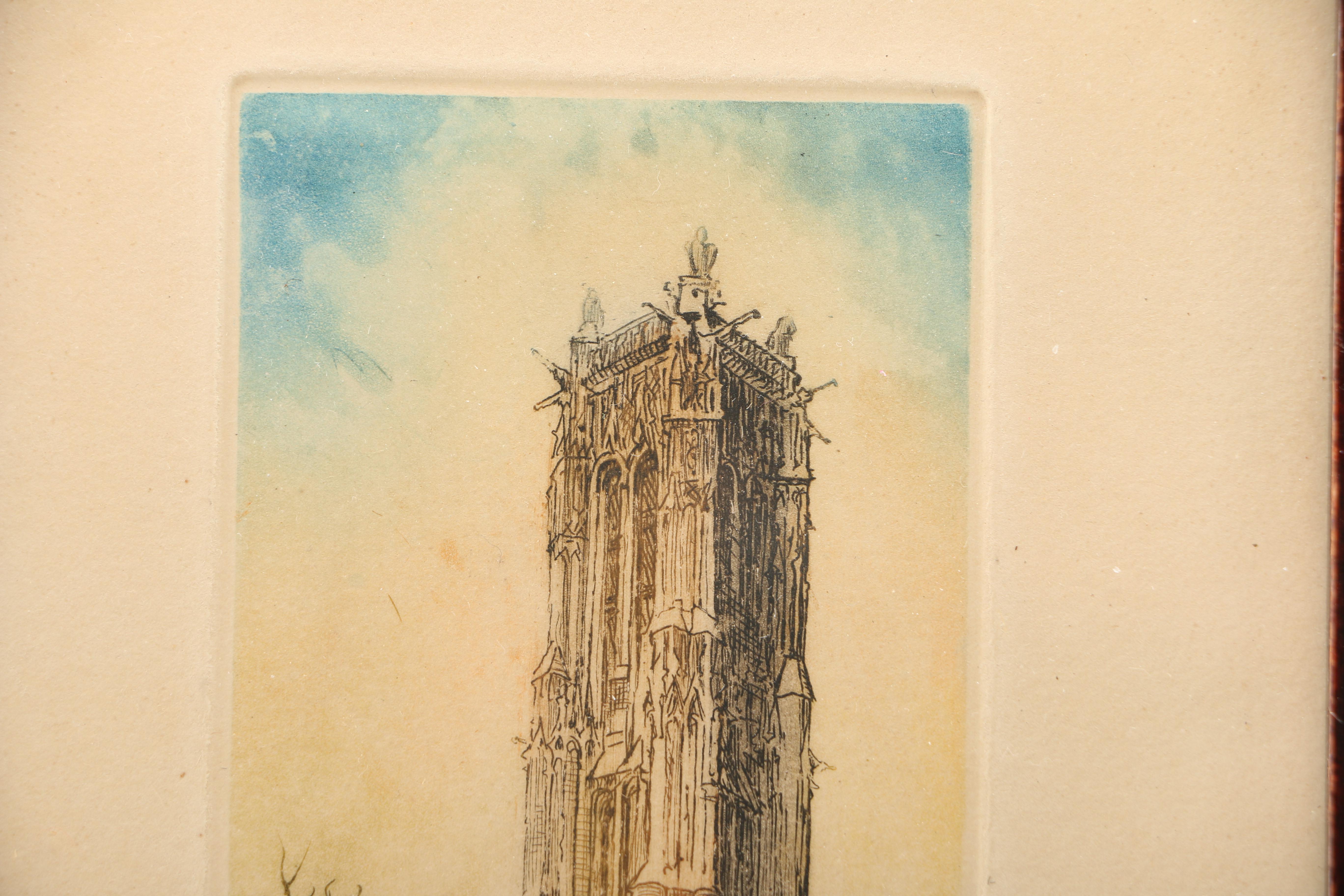 Leopold Robin Aquatint Etchings on Paper Parisian Street Scenes