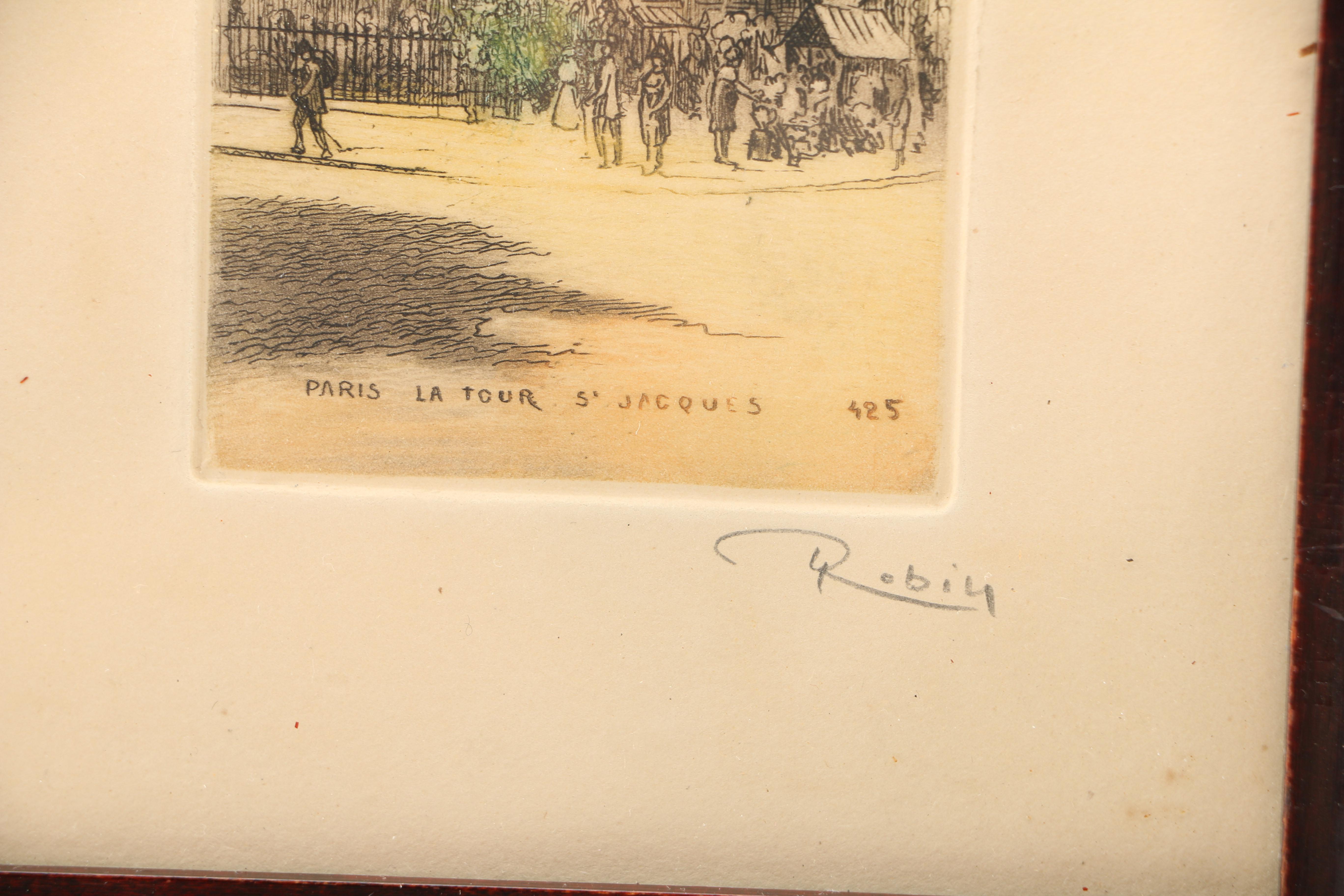 Leopold Robin Aquatint Etchings on Paper Parisian Street Scenes