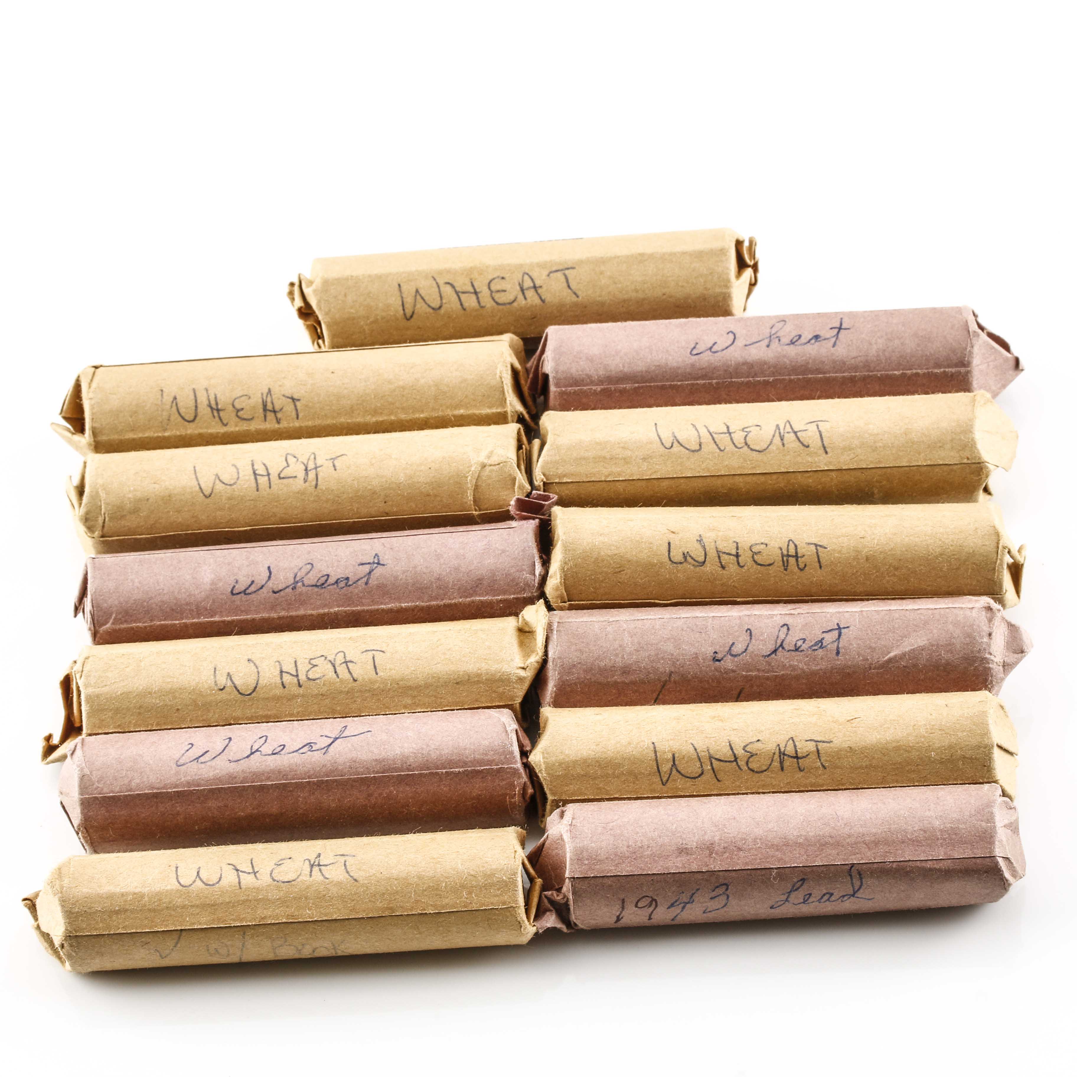 Thirteen Rolls of Lincoln Wheat Pennies