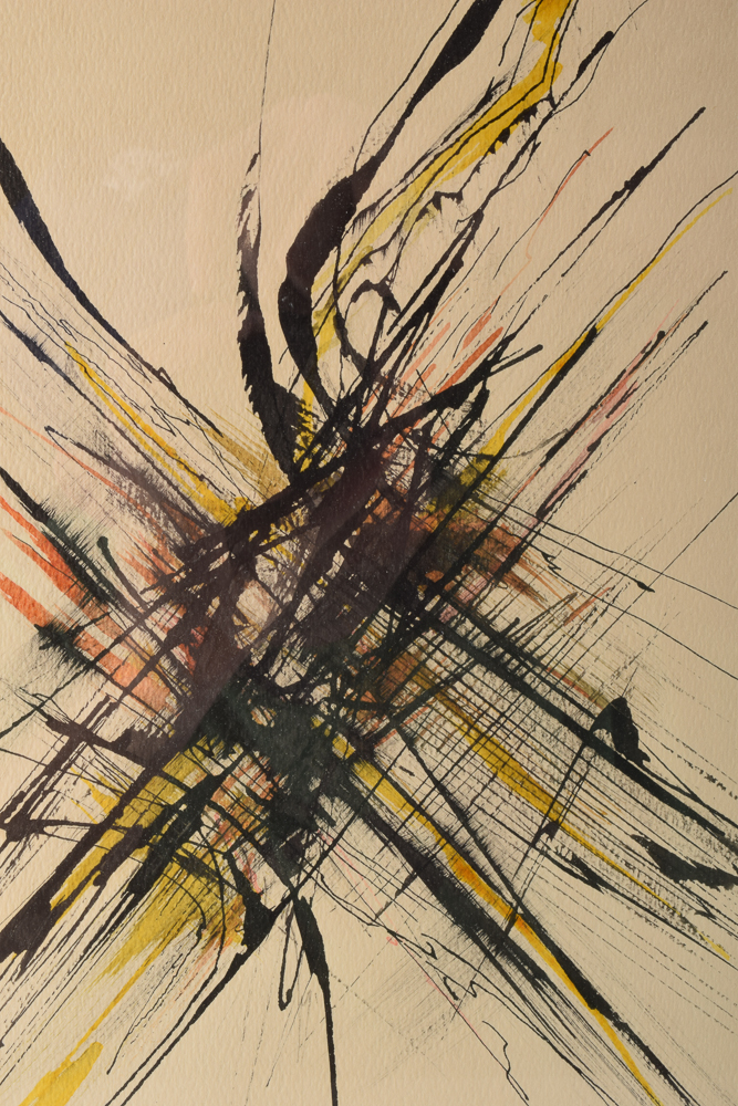 Framed Original Splatter Pen and Ink Drawing