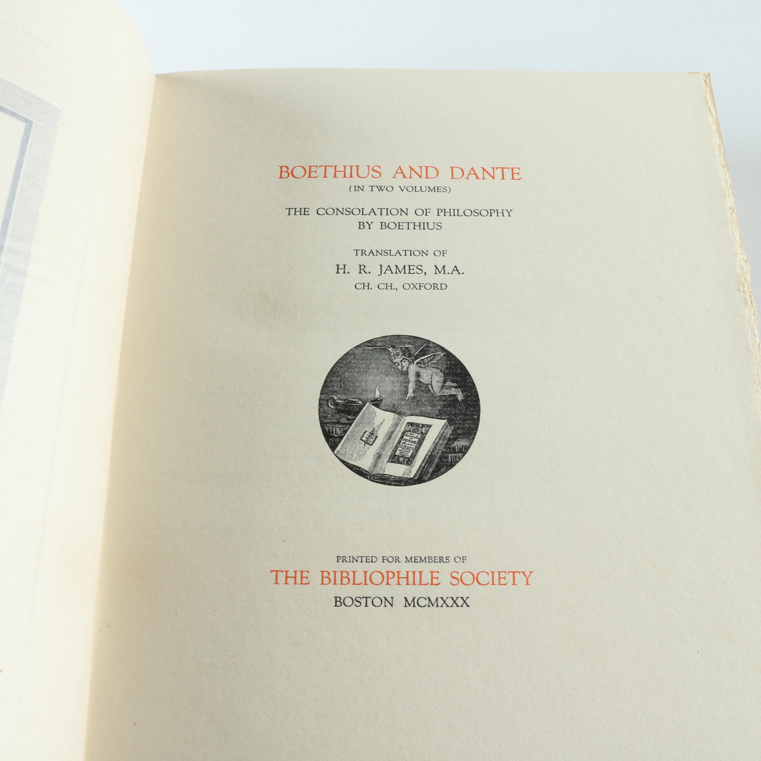 1930 Two-Volume "Boethius and Dante" by the Bibliophile Society