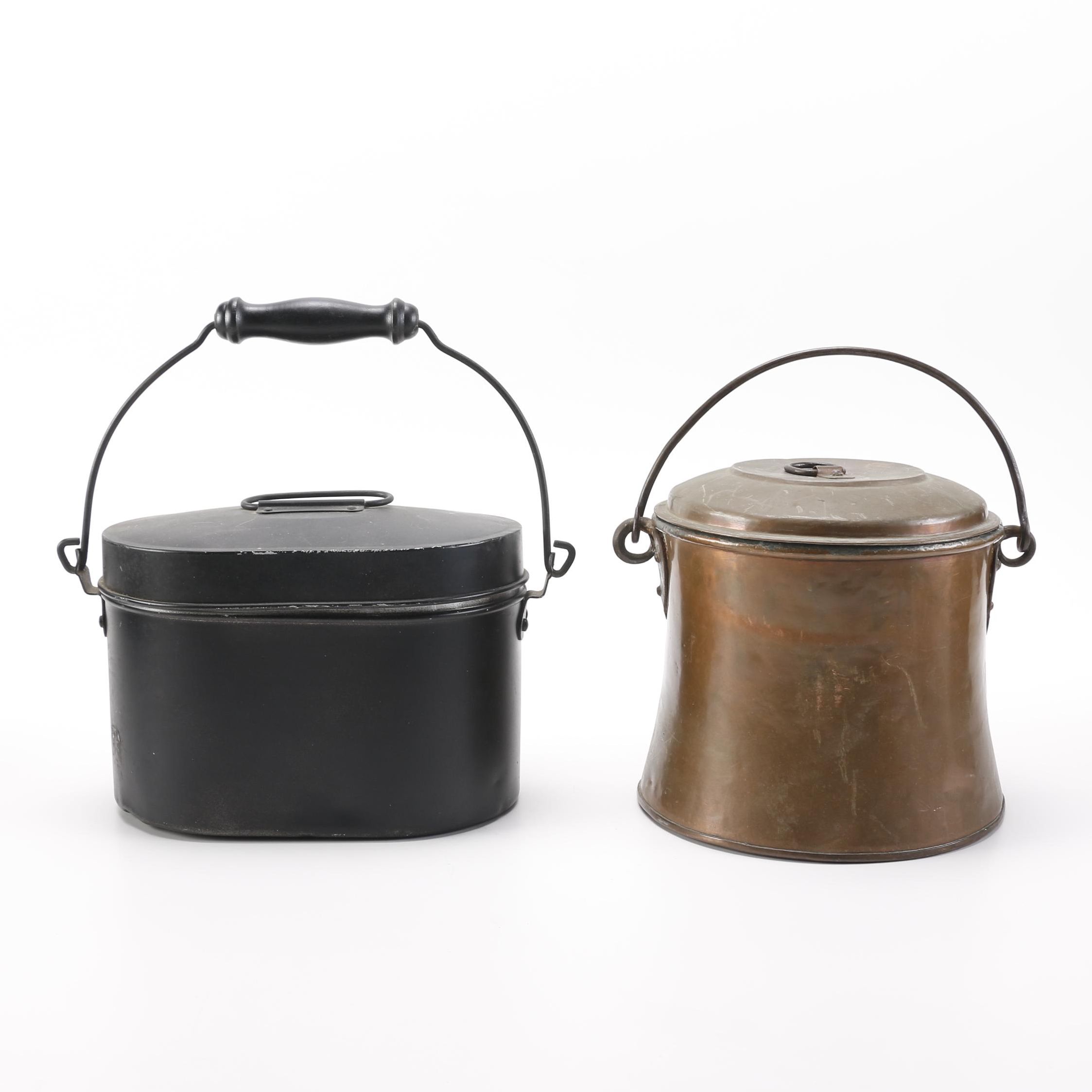 Vintage Coal Miners Lunch Pail and Swedish Copper Bucket