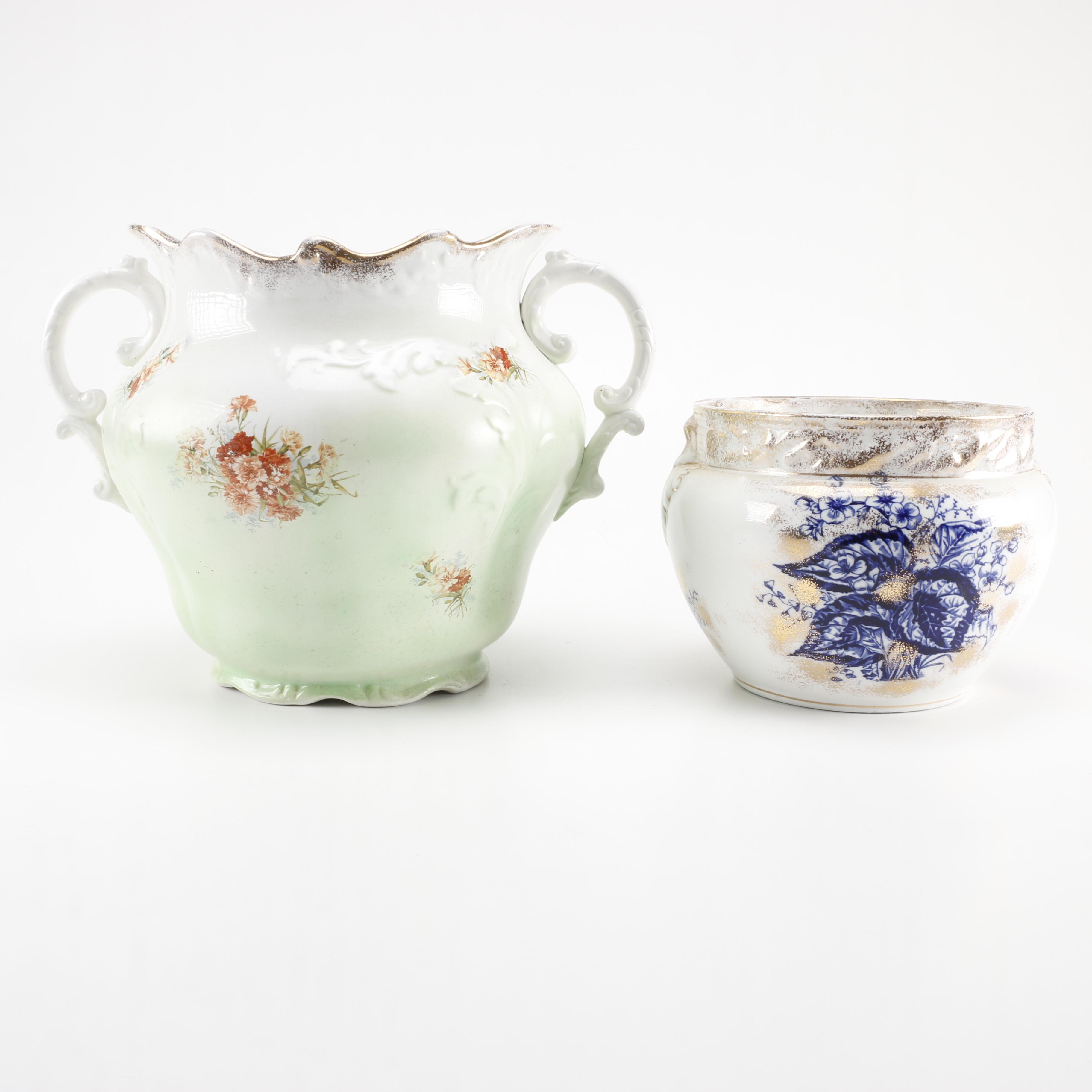 Antique Ceramic Vases Including Warwick Semi-Porcelain