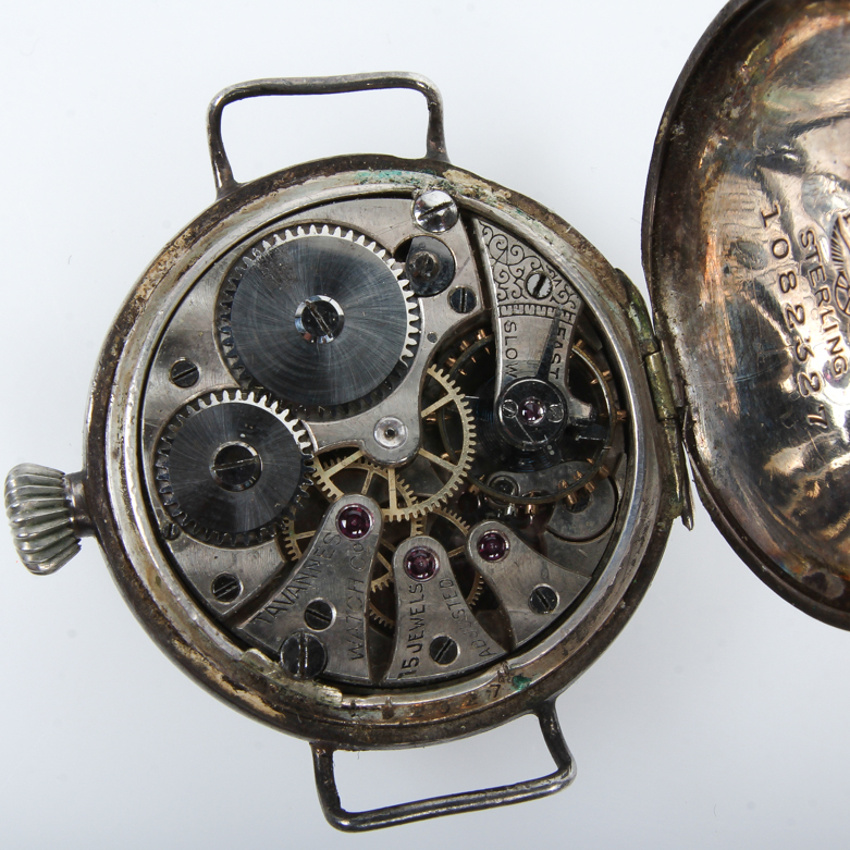 Antique Tavannes Sterling Silver Trench Watch