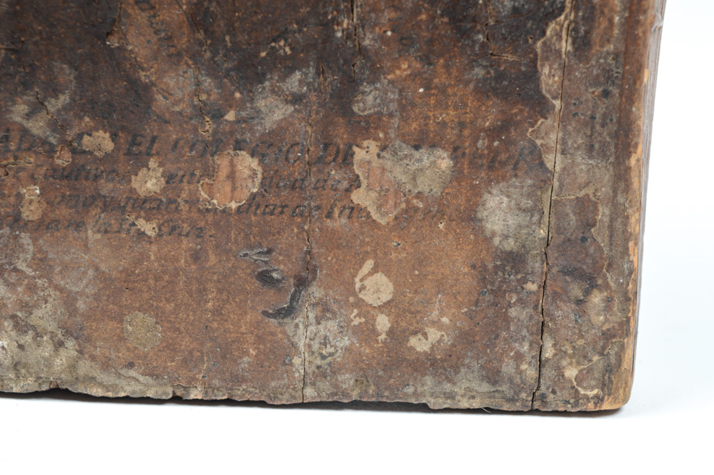 Antique Spanish Colonial Retablo with Engraving of Arma Christi