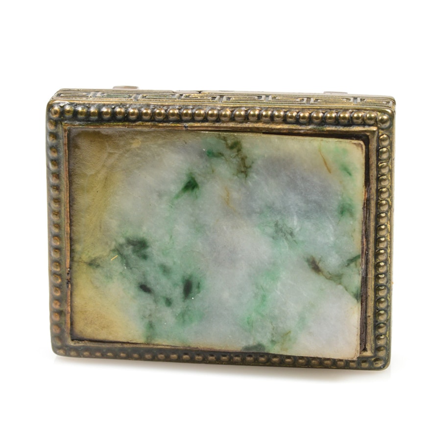 Chinese Jadeite and Brass Buckle