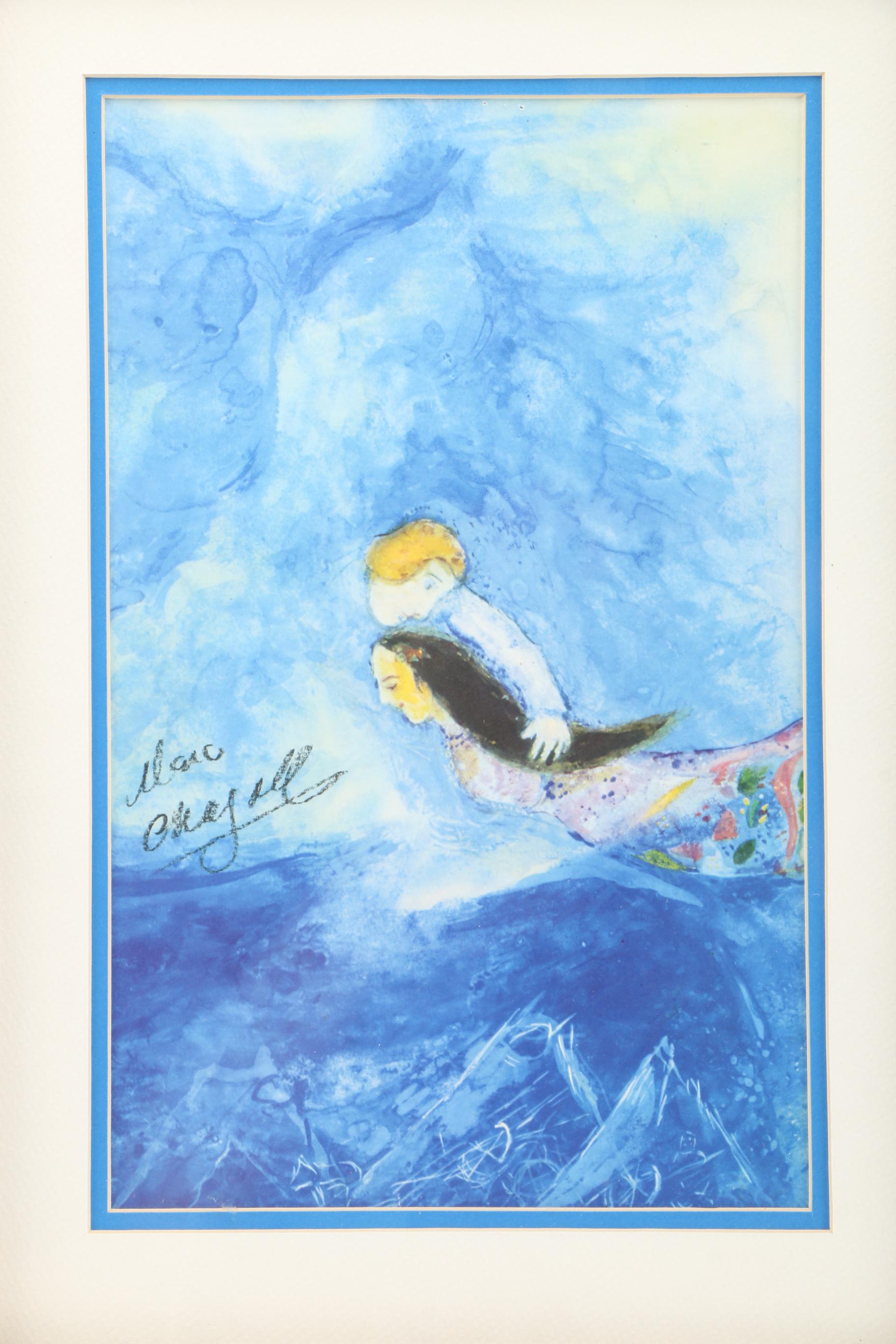 "Aleko and Zemphira by Moonlight" After Marc Chagall Offset Lithograph