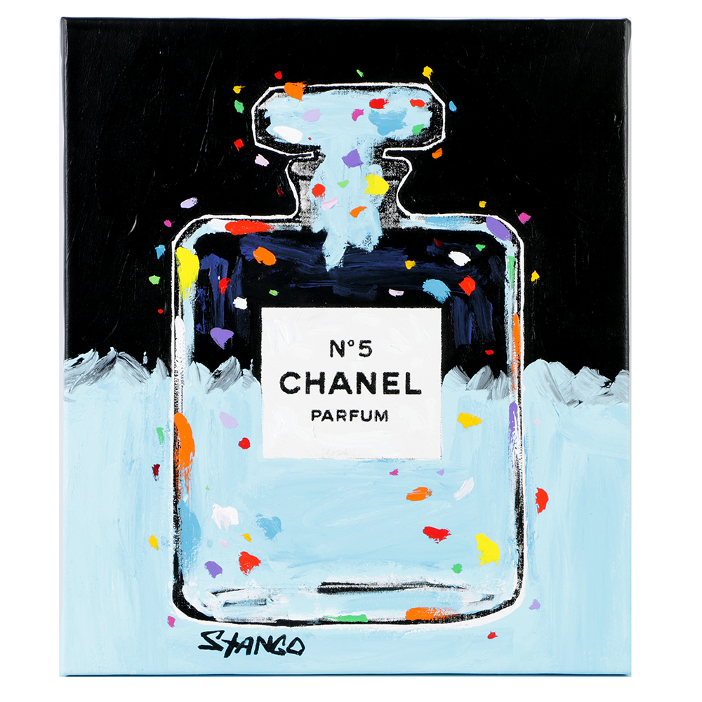 John Stango Mixed Media on Canvas of Chanel in Blue