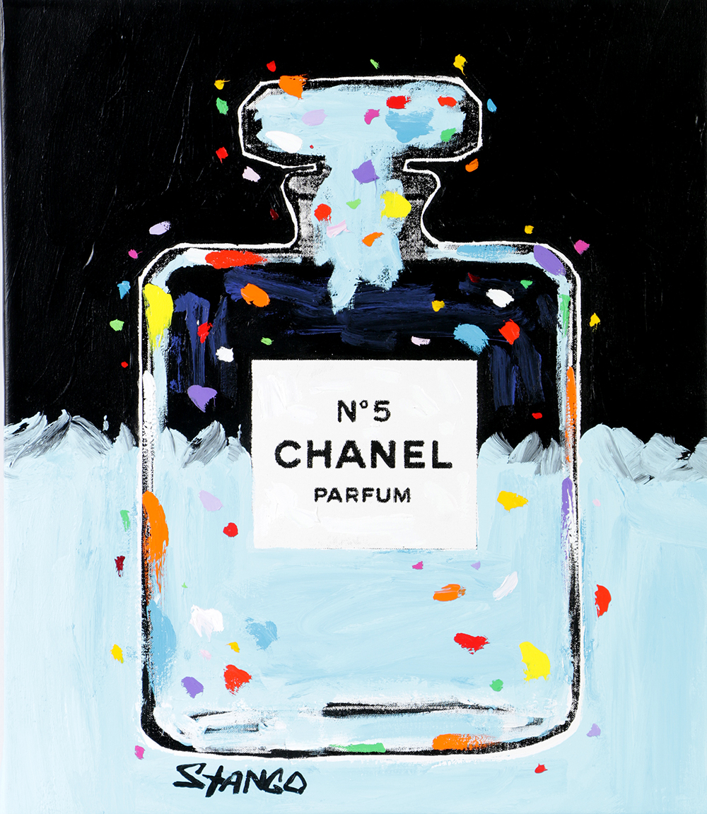 John Stango Mixed Media on Canvas of Chanel in Blue