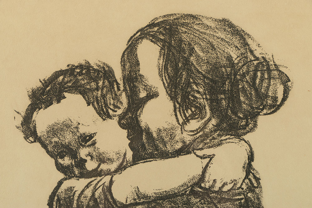 Offset Lithograph After Käthe Kollwitz's Original Drawing "Mother & Child"