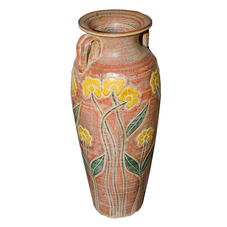 Large Decorative Pottery Floor Vase