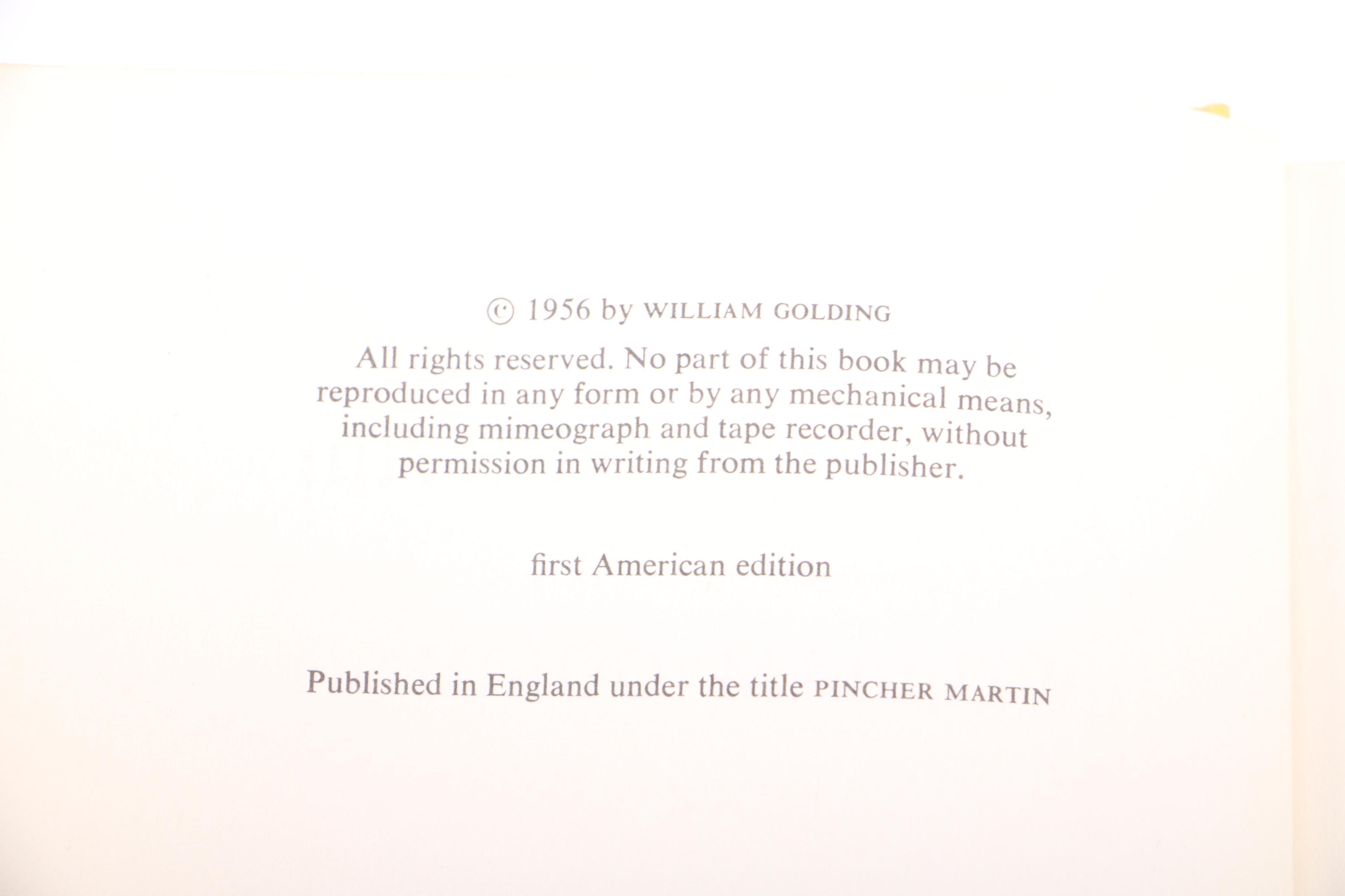 1956 First American Edition "The Two Deaths Of Christopher Martin" by William Golding