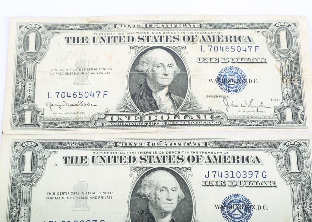 Four 1935 D Silver Certificates