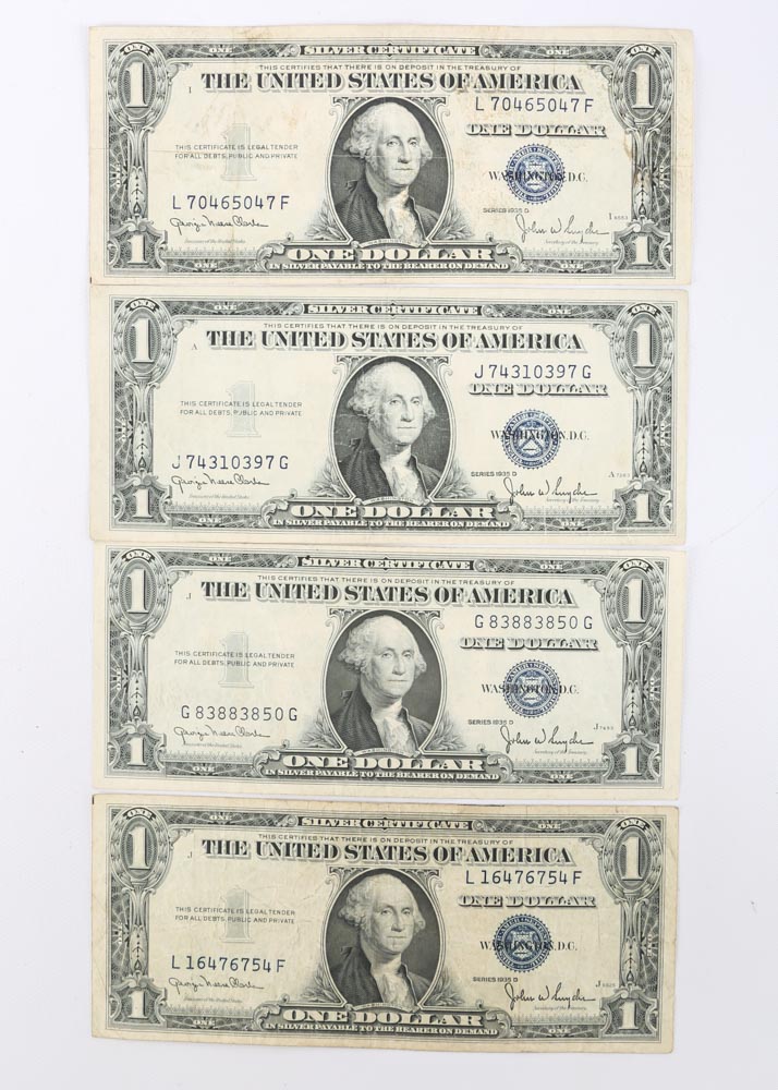 Four 1935 D Silver Certificates