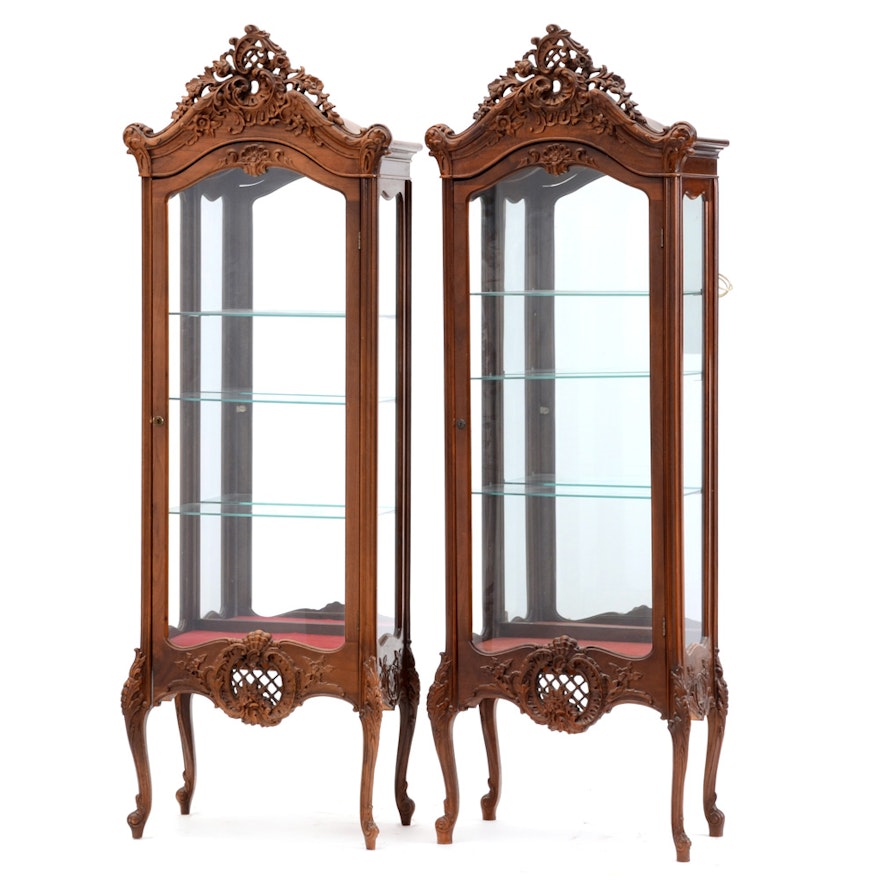 Pair of French Louis XV Style Curio Cabinets