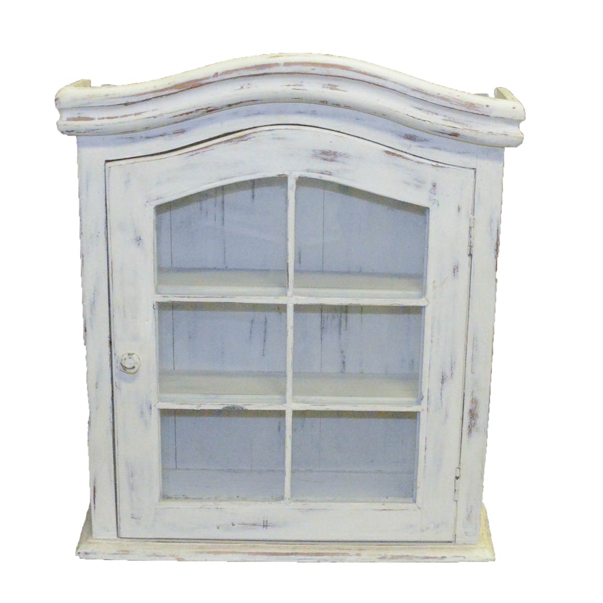 Small Distressed Wooden Display Cabinet