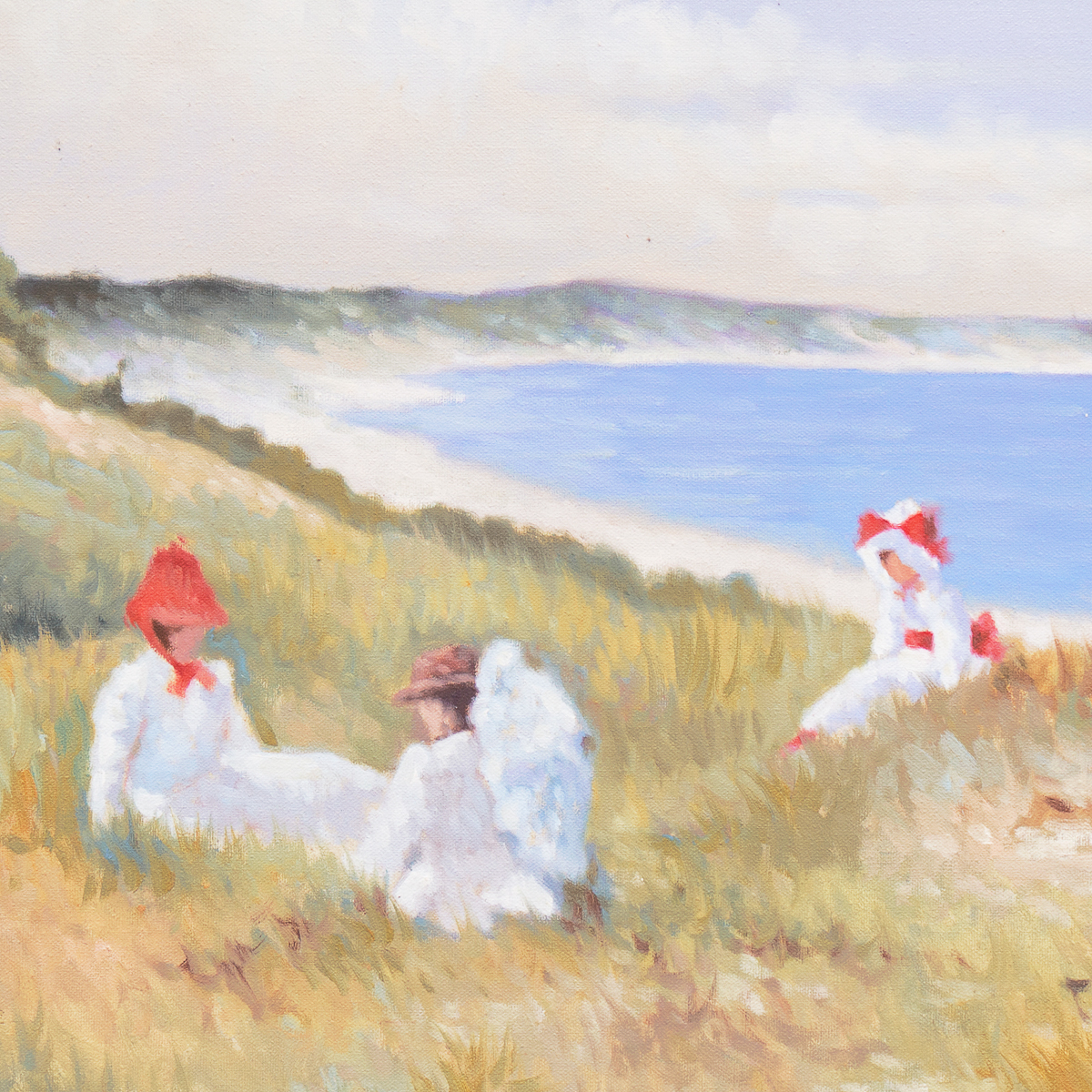 Yves Vandi Oil Painting on Canvas "Gathering Flowers in Brittany"