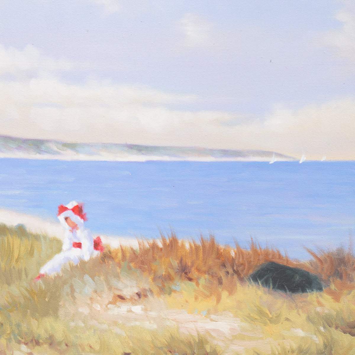 Yves Vandi Oil Painting on Canvas "Gathering Flowers in Brittany"