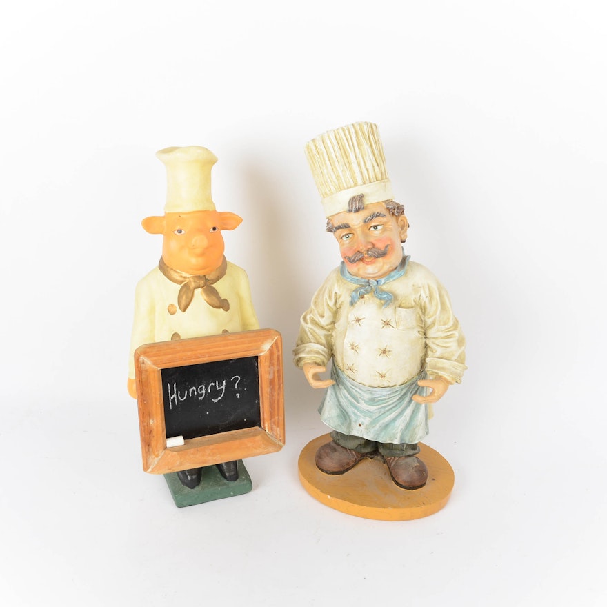Chef and Pig Figurines