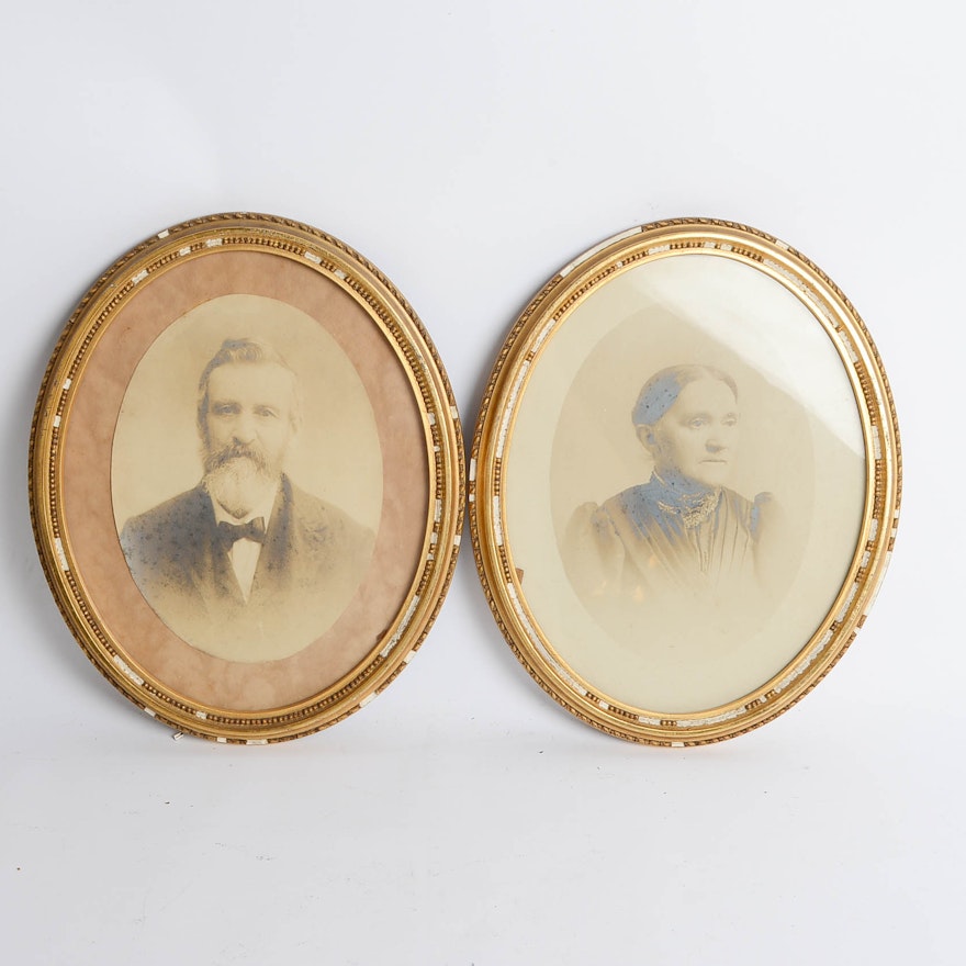 Pair of Vintage Oval Framed Portraits
