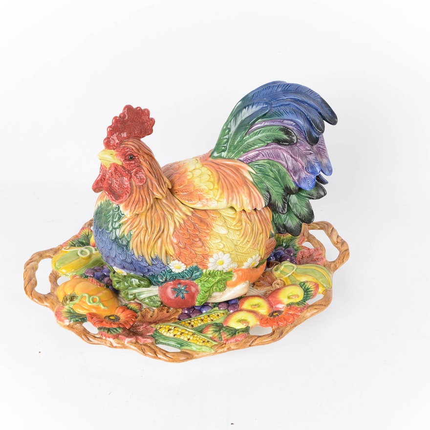 Fitz & Floyd Classics Rooster Soup Tureen and Platter