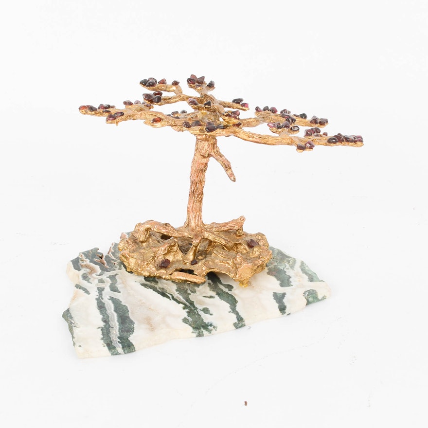 Small Gold Plated Bonsai Tree on Marble