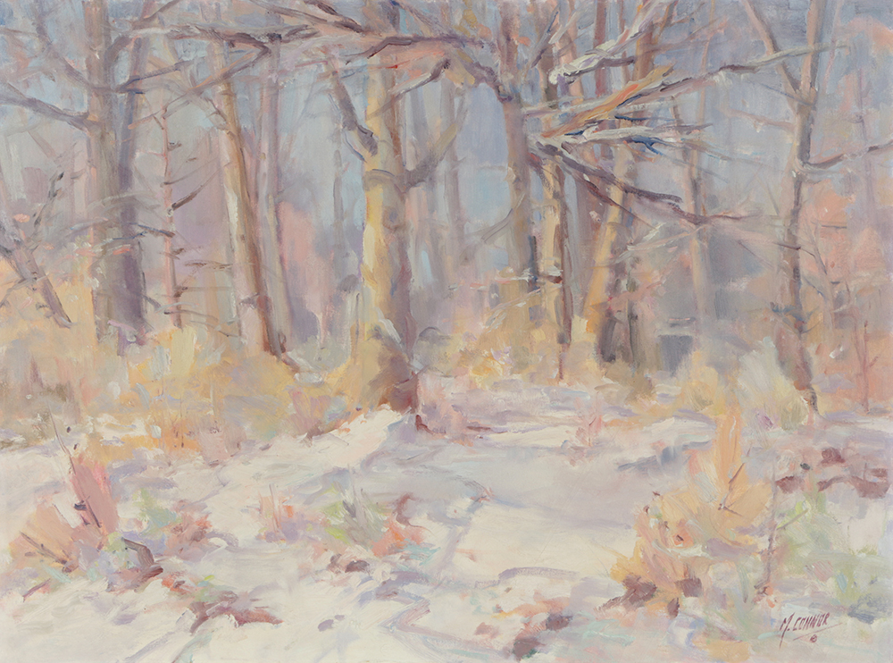 Mae Connor Oil Painting on Canvas of Wintry Landscape