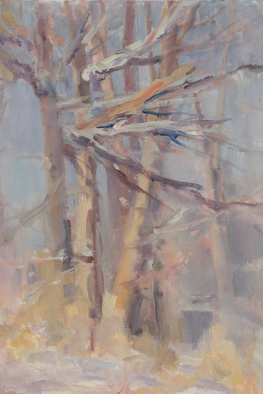 Mae Connor Oil Painting on Canvas of Wintry Landscape