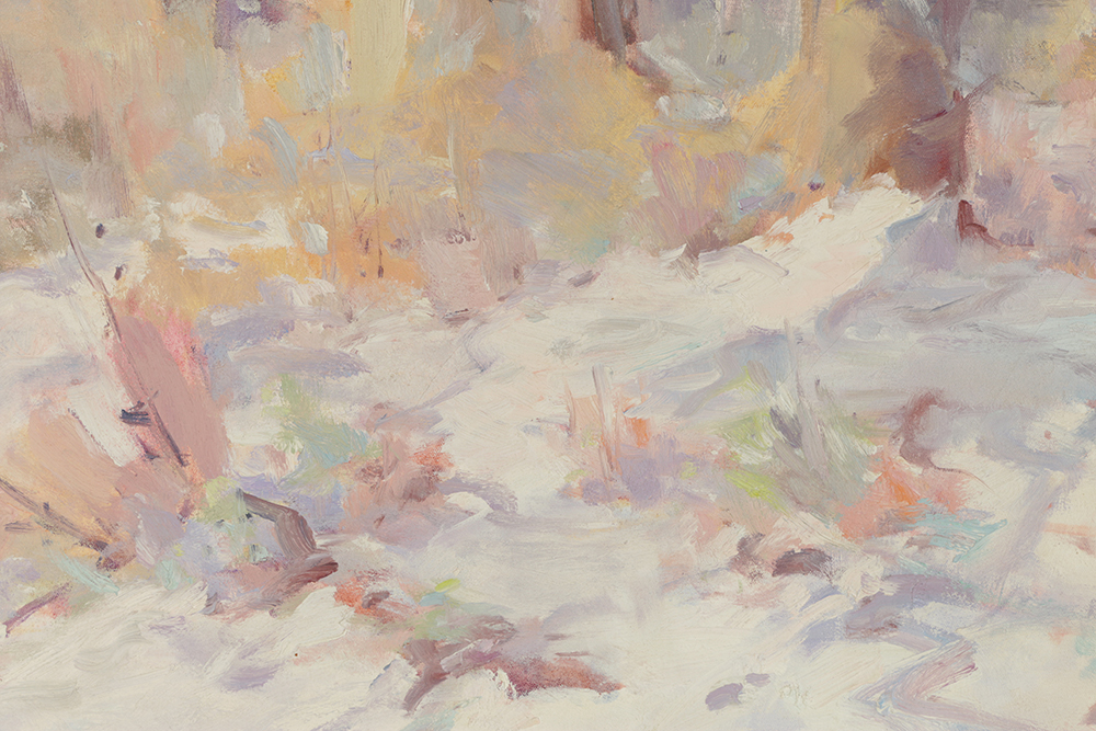 Mae Connor Oil Painting on Canvas of Wintry Landscape