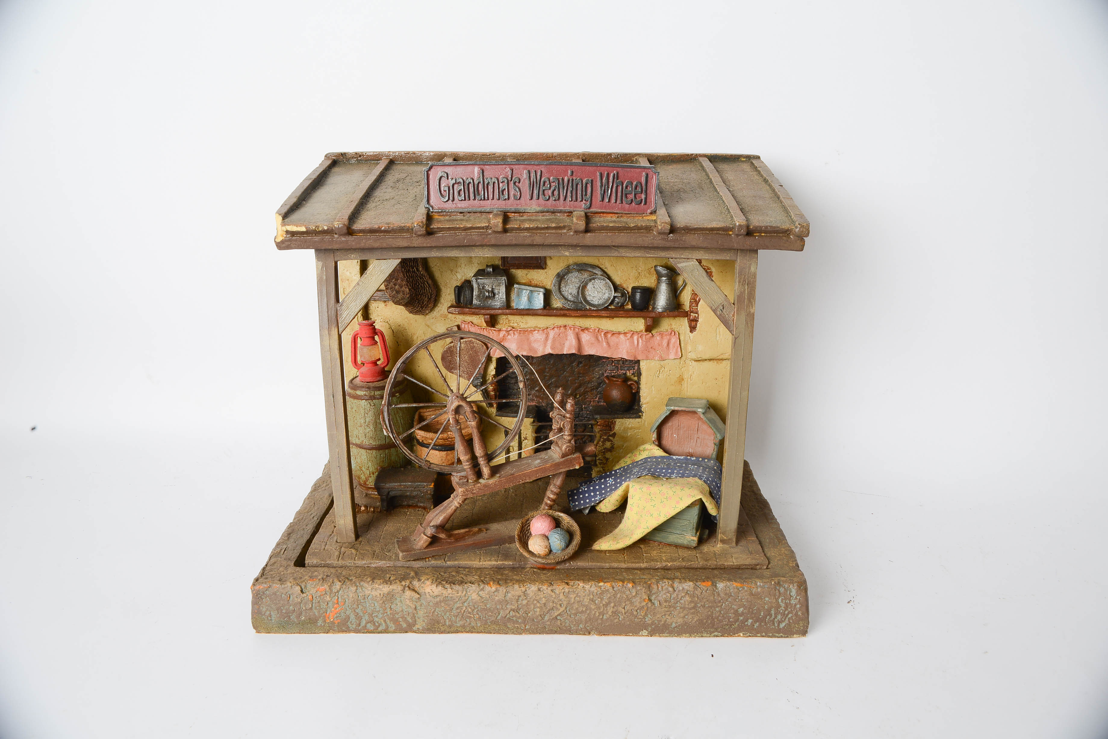 Grandma's Weaving Wheel and Girl Weaving Blanket