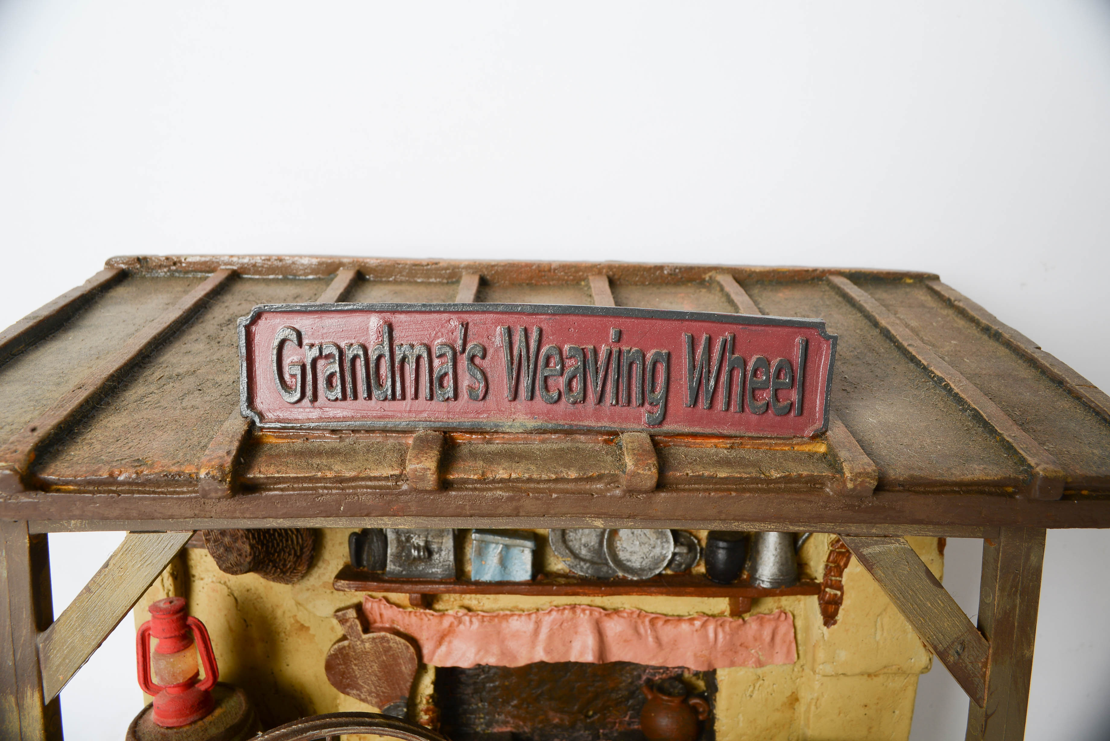 Grandma's Weaving Wheel and Girl Weaving Blanket