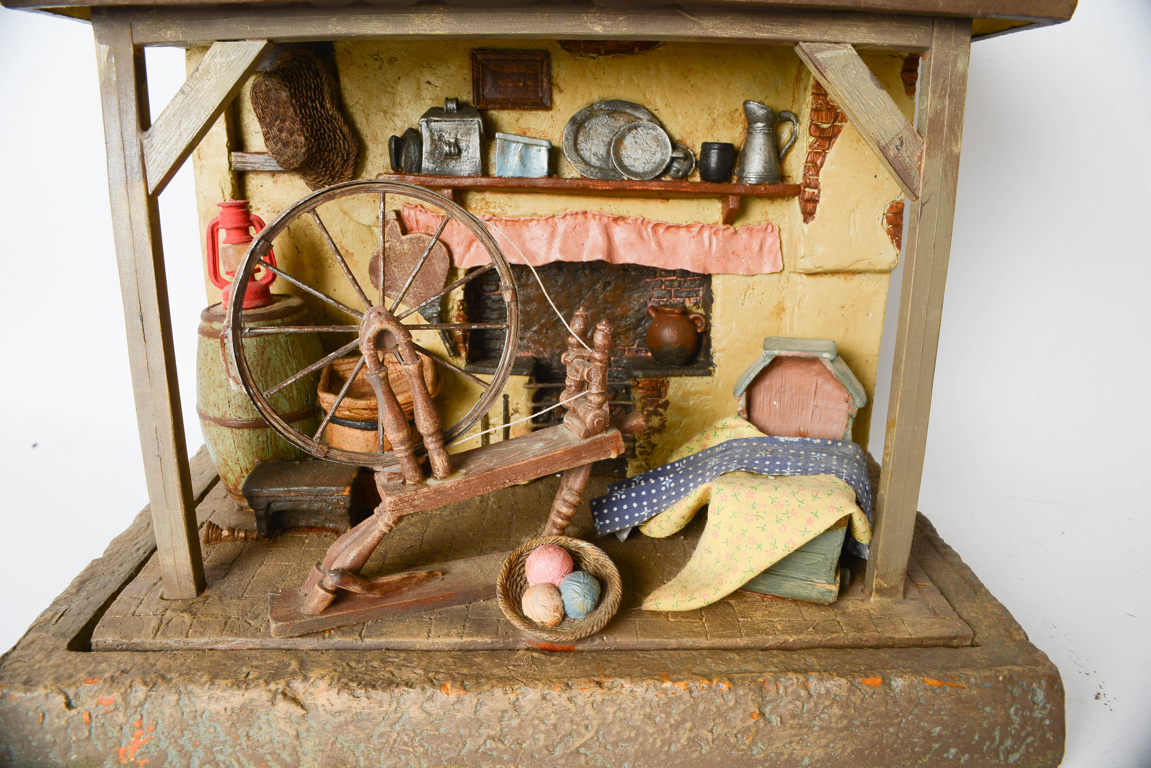 Grandma's Weaving Wheel and Girl Weaving Blanket