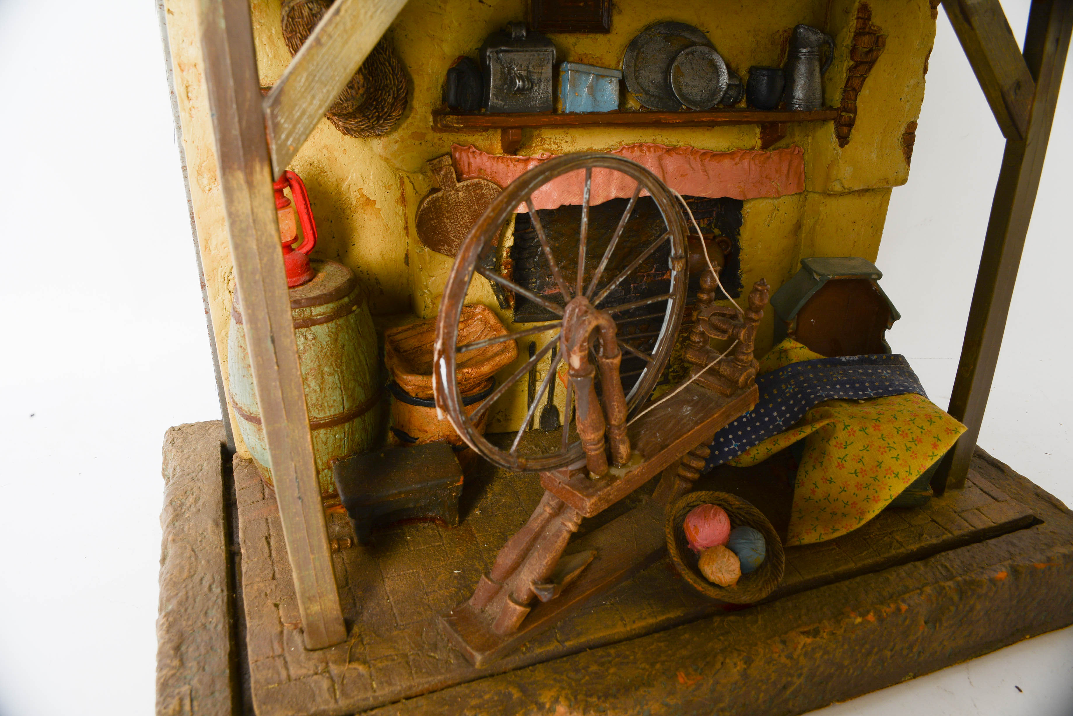 Grandma's Weaving Wheel and Girl Weaving Blanket