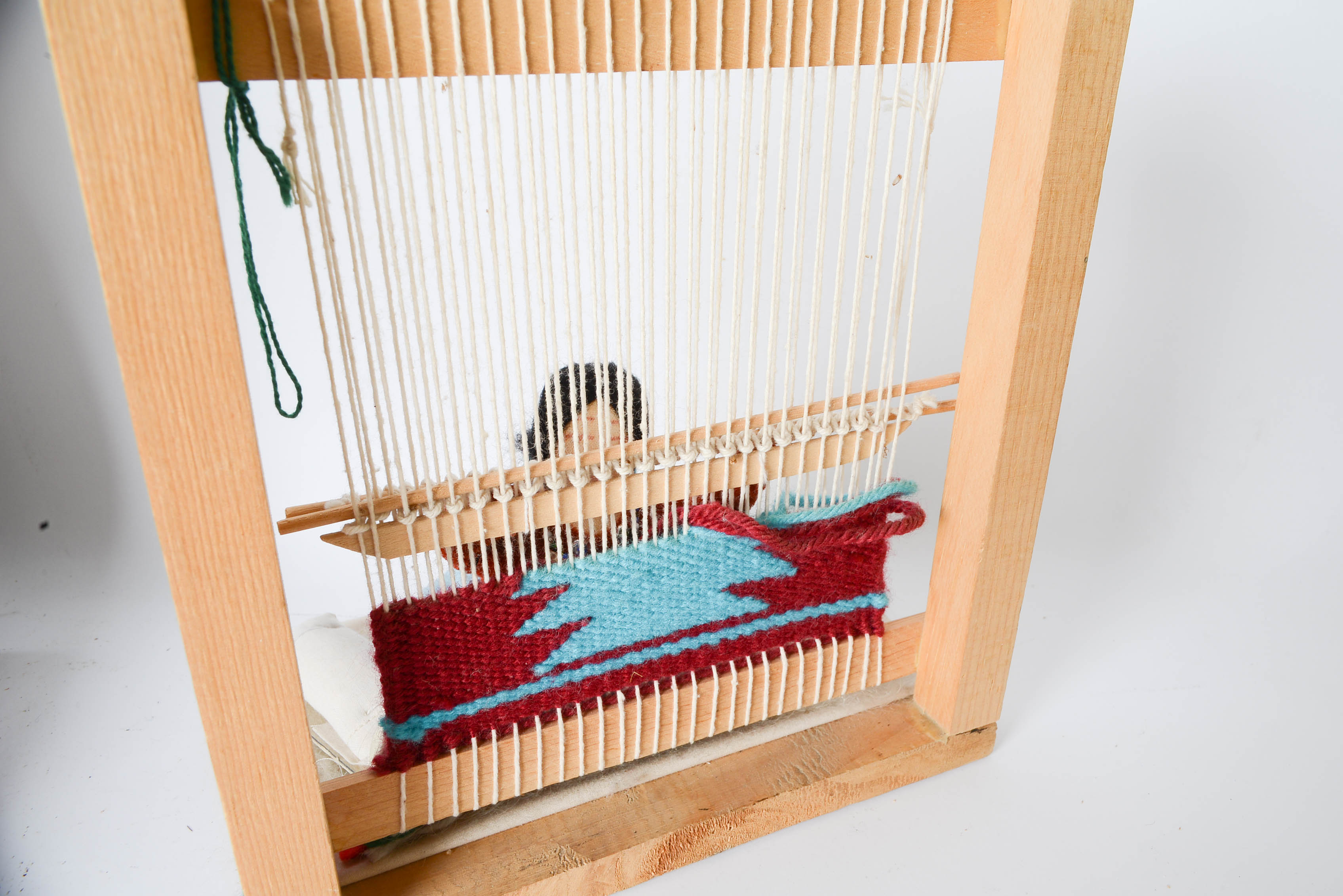 Grandma's Weaving Wheel and Girl Weaving Blanket