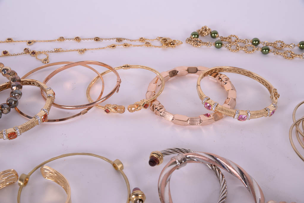 Collection of Gold and Jewel Tone Costume Jewelry