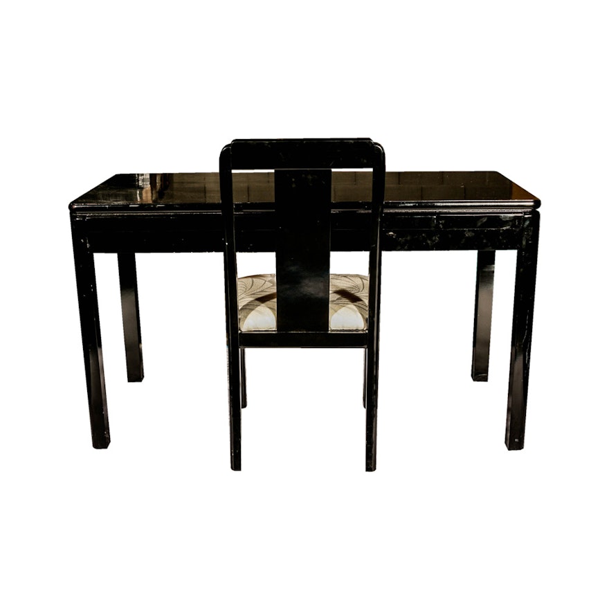 Lane Black Lacquered Desk and Chair