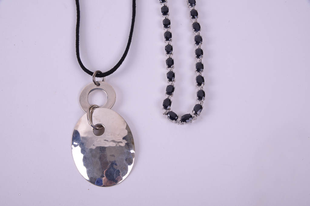 Collection of Sterling Silver Jewelry With Black Accents