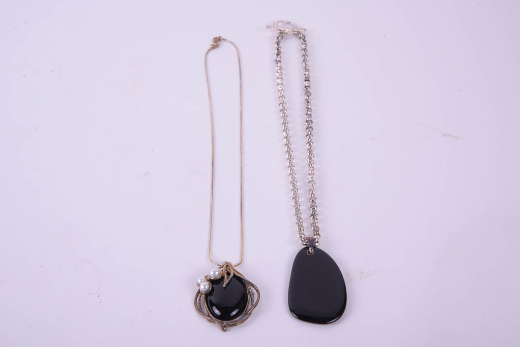 Collection of Sterling Silver Jewelry With Black Accents