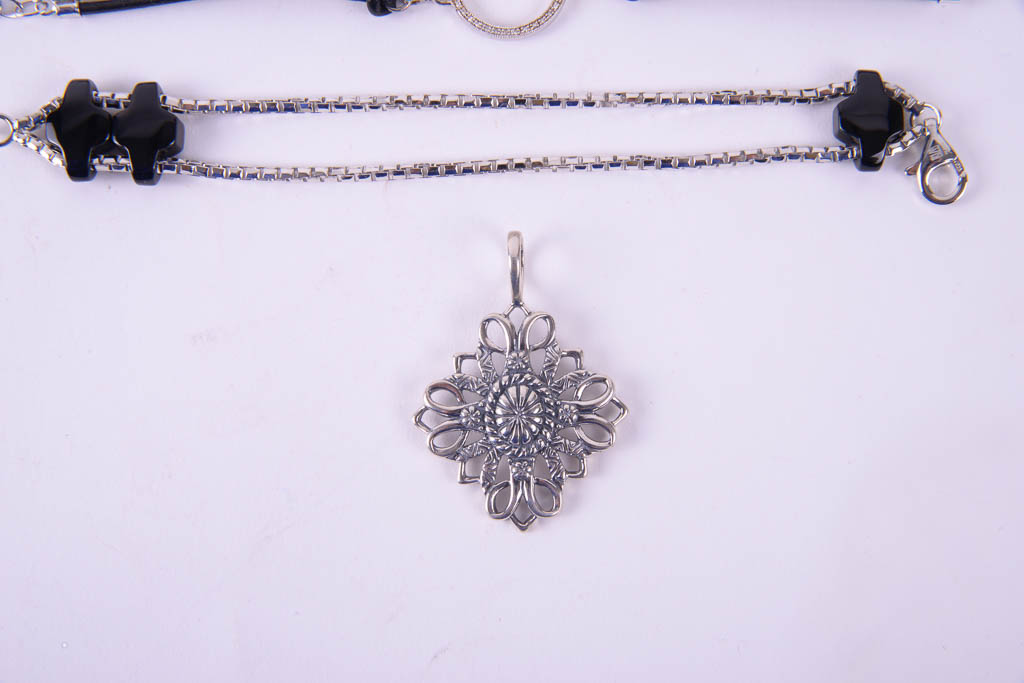 Collection of Sterling Silver Jewelry With Black Accents