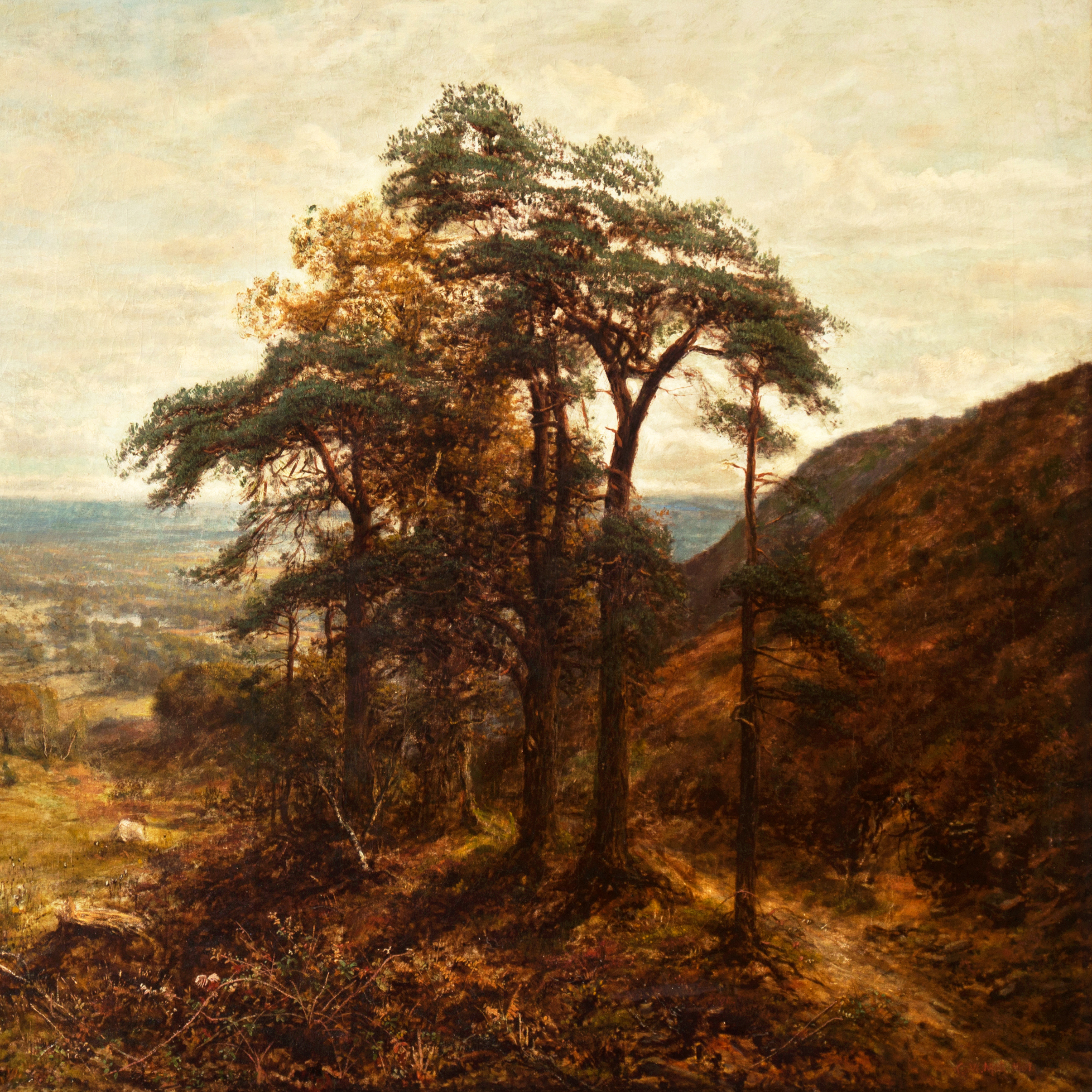 George William Mote 1881 Oil Painting on Canvas of an English Landscape