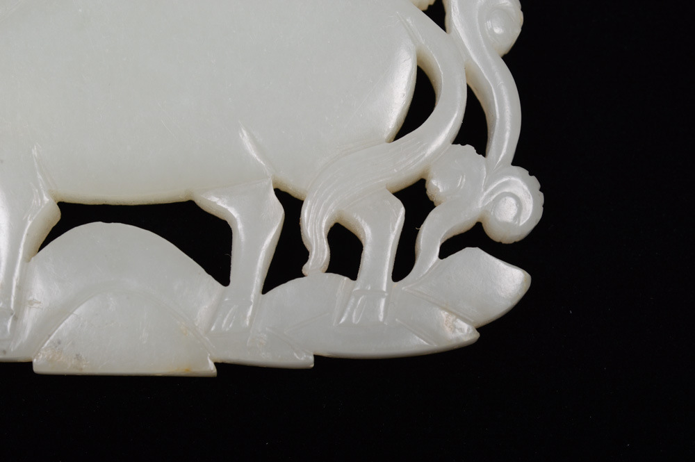 Chinese Celadon Jade Water Buffalo Plaque