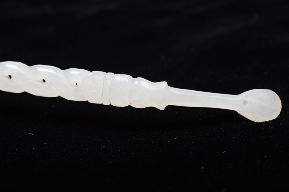 Chinese Carved White Jade Hair Ornament