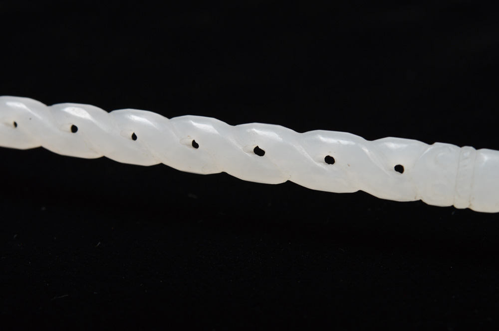 Chinese Carved White Jade Hair Ornament