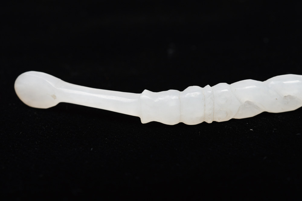 Chinese Carved White Jade Hair Ornament