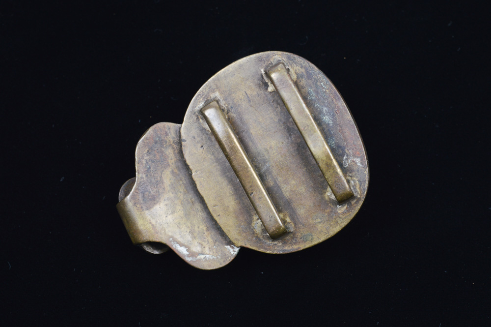 Chinese Jade and Malachite Brass Buckle