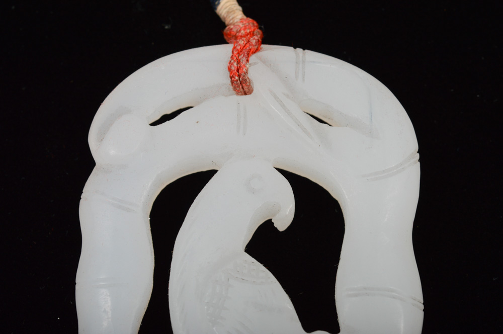 Antique Chinese Green Soapstone Carved Charm