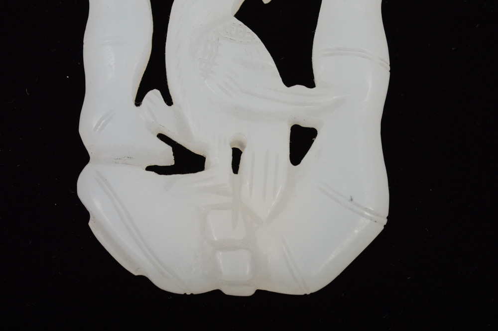 Antique Chinese Green Soapstone Carved Charm