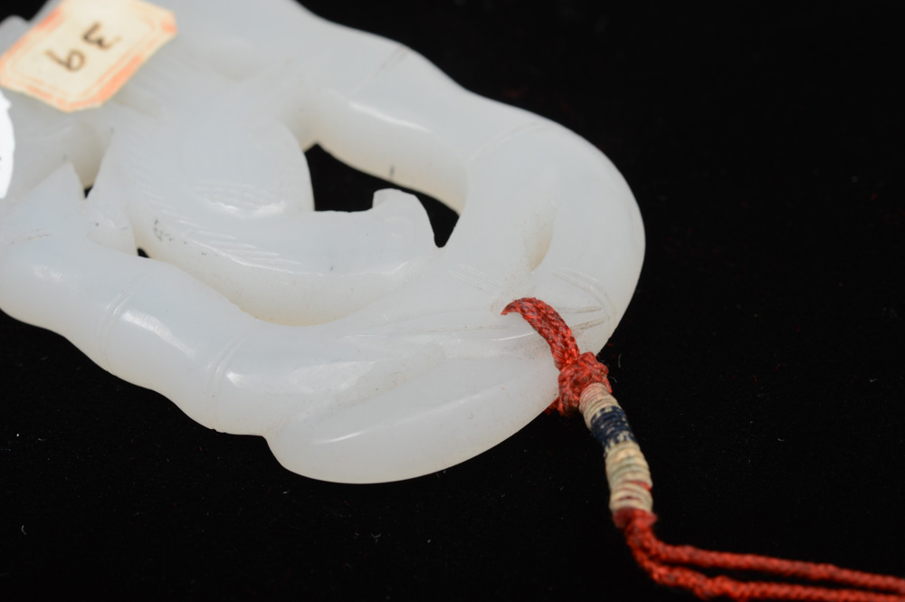 Antique Chinese Green Soapstone Carved Charm