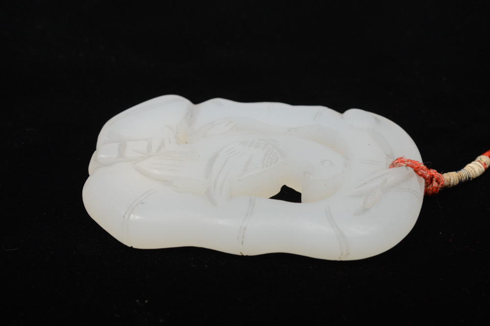 Antique Chinese Green Soapstone Carved Charm